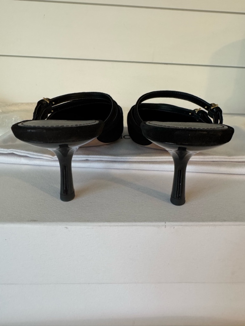 Veronica Beard Corrie Black Suede Strappy Mule Kitten Heels - Picture 5 of 15